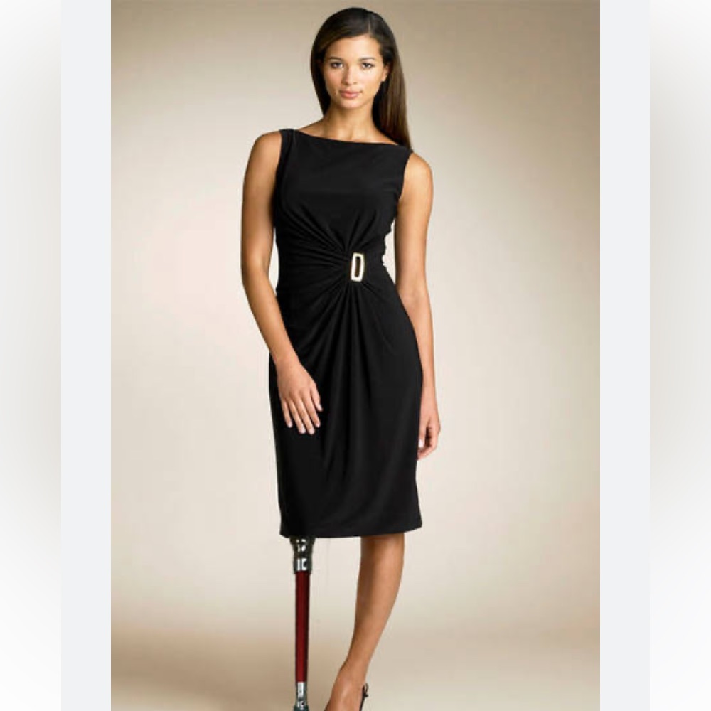 Chaps Black Midi Dress